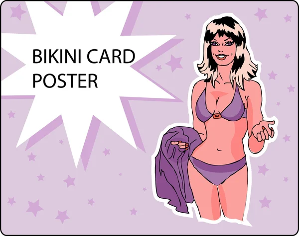 Bikini kaart, poster, retro ontwerp advertentie met beauti — Stockfoto
