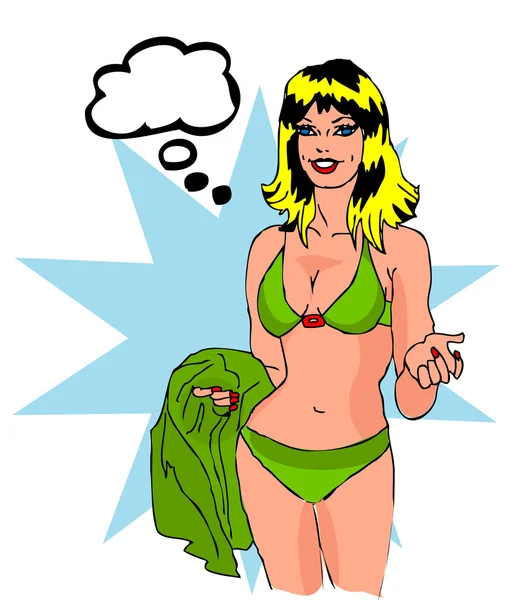 Retro lächelnde junge Bikini-Frauen.talking, speec — Stockfoto
