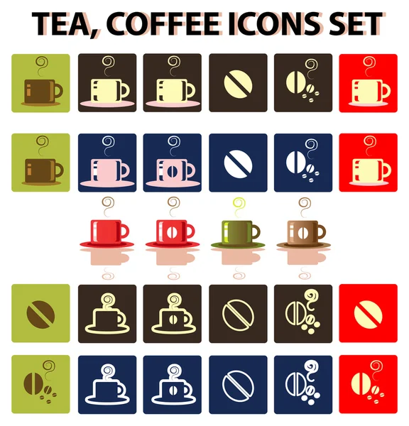 Kopje koffie, thee iconen set, café design — Stockfoto