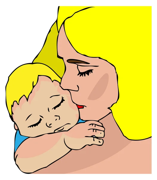 Mãe beijo dormindo bebê, paternidade, amor, dez — Fotografia de Stock