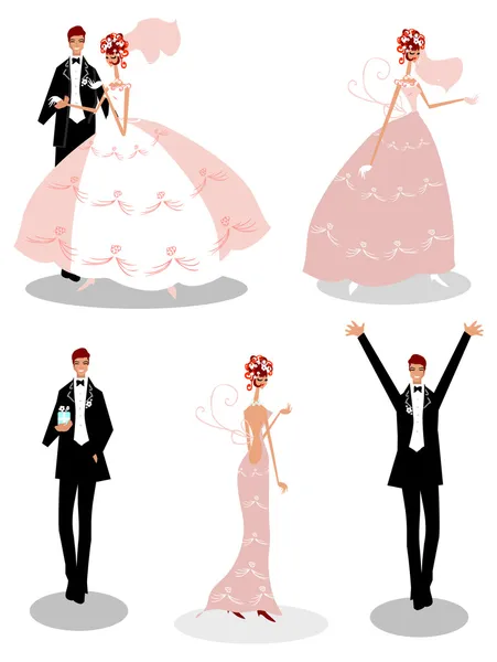 Groep bruiloft de bruid en bruidegom pictogrammen — Stockfoto