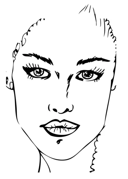 女性の顔のタトゥー デザイン黒と白 — ストック写真