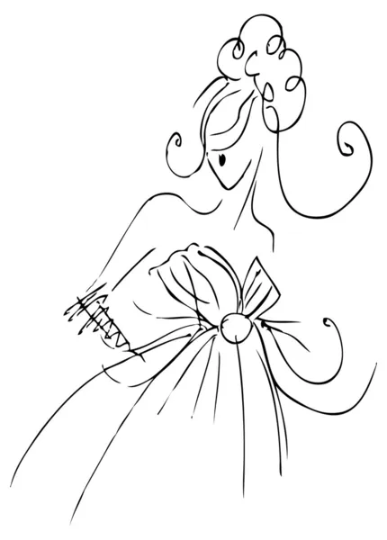 Frau Hochzeitskleid weiß und schwarz 1 — Stockfoto