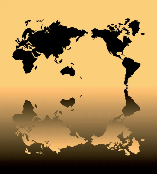 Reflektera Världskarta med länder blanka bak — Stockfoto