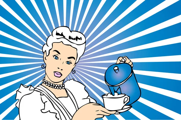 Kaffee Hausfrau Poster mit Frau und cu — Stockfoto
