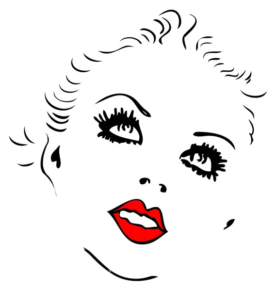 레트로 여자 얼굴 초상 문신 스타일 — 스톡 사진