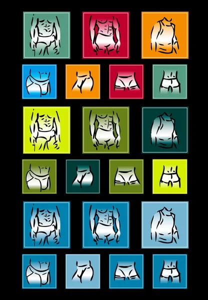 Conjunto de iconos de lencería masculina botones brillantes —  Fotos de Stock