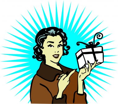 Retro kadın hediye simge kartı