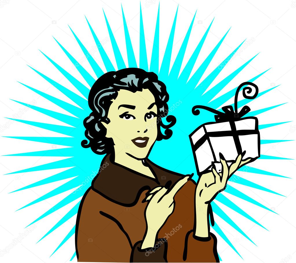 Retro woman gift icon card