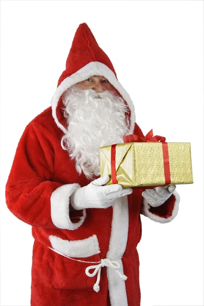 Jultomten med gåva — Stockfoto