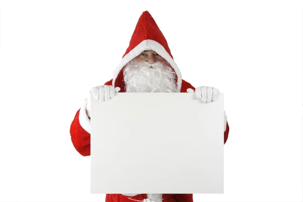 Kerstman met wit bord — Stockfoto
