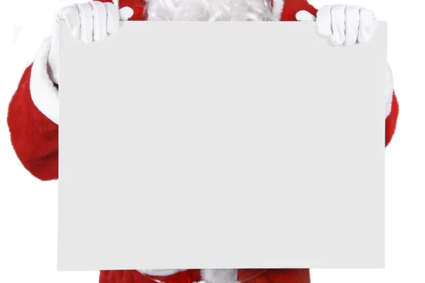 Papai Noel com placa branca — Fotografia de Stock