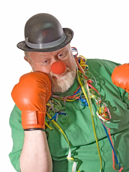 Clown con i guanti da boxe — Foto Stock