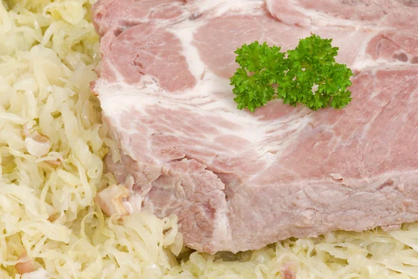 Sauerkraut with cooked ribs — Stock Photo, Image
