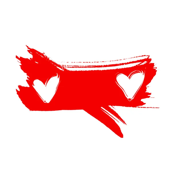 Dwa czerwone serce, rysowane ręcznie — Zdjęcie stockowe