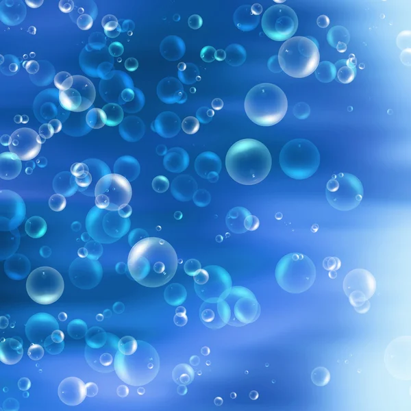 Gelembung dalam air biru — Stok Foto