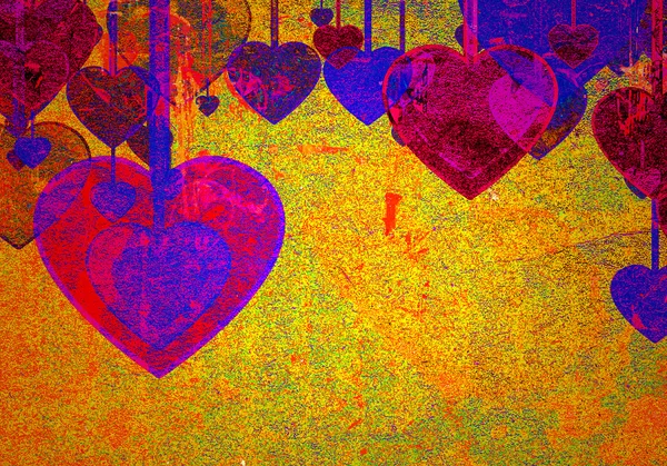 Grunge arka plan üzerinde Hearts — Stok fotoğraf