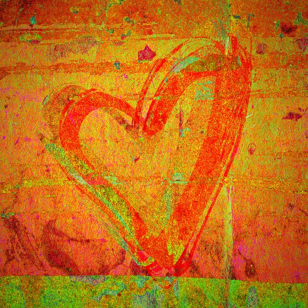 Grunge arka plan üzerinde kalp — Stok fotoğraf
