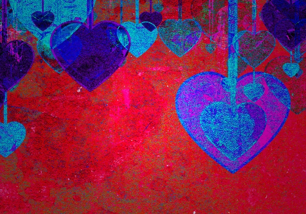 Hearts on grunge background — Stock Photo, Image