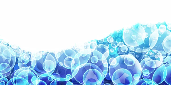 Banner met het blauwe water en bubbels — Stockfoto