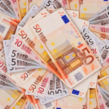 5, 10, 20, 50 Euro banknotes clipart