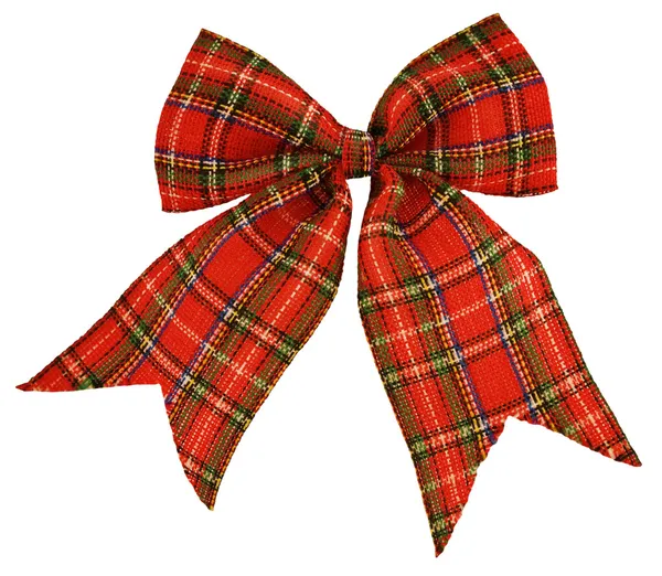 Red bow out of the Scottish material — Stock Photo, Image