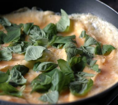 Preparing aromatic omelette