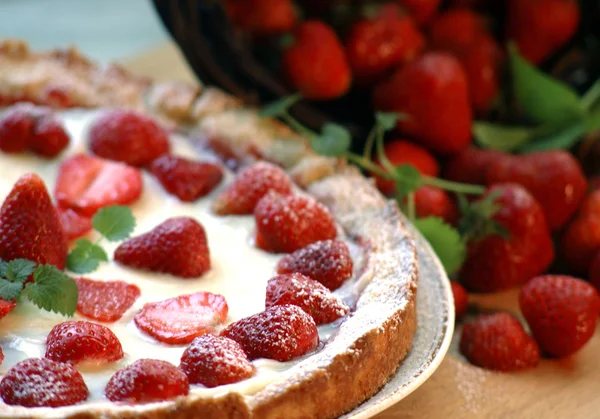 여름 딸기 케이크 — 스톡 사진