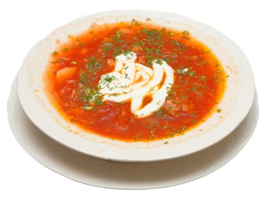 Soup plate of borsch clipart