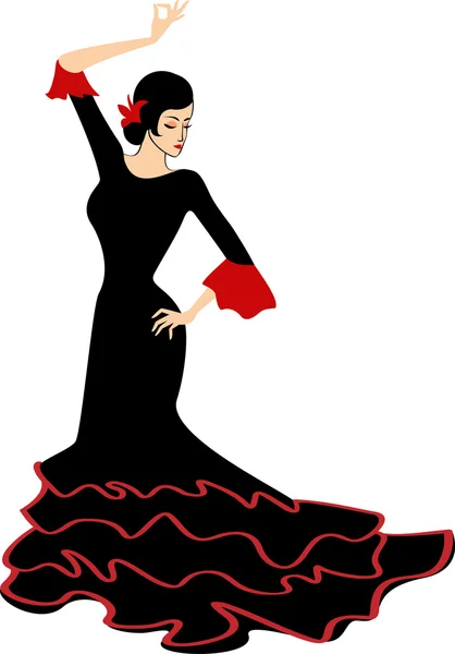 Gadis menari flamenco - Stok Vektor