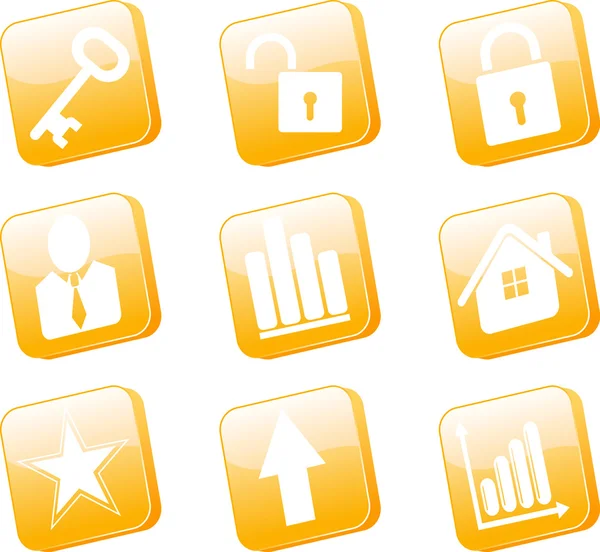 Set icone arancio 3d — Vettoriale Stock