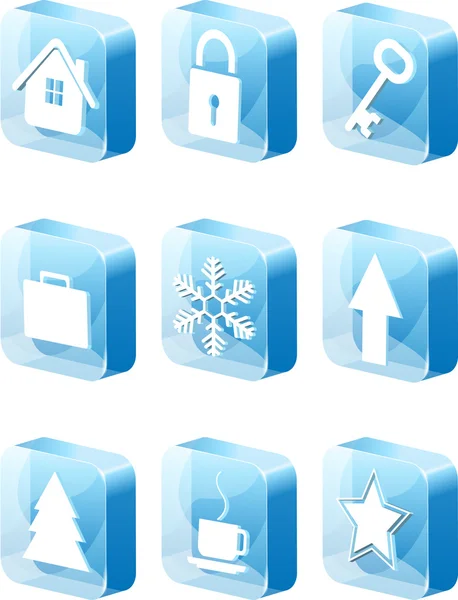Set di icone blu 3d — Vettoriale Stock