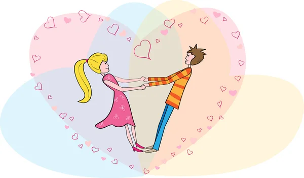 男孩和女孩的情人节卡片 — 图库矢量图片