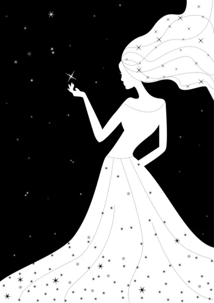 Kvinna natten. vektor illustration — Stock vektor