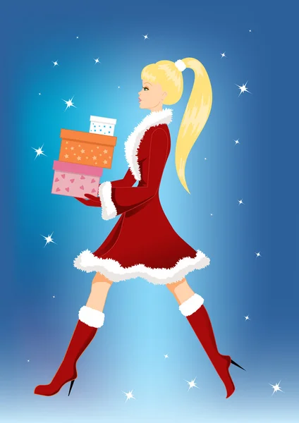 Dziewczyna z prezenty świąteczne — Wektor stockowy