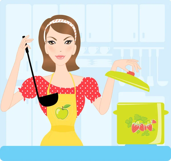 Housewife in kitchen — Stock Vector
