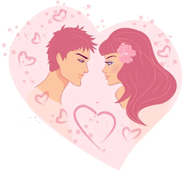 Romantische Mädchen und Jungen — Stockvektor