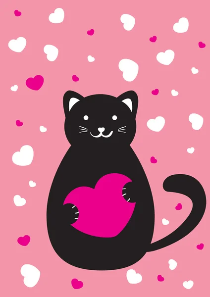 Γάτα με καρδιά — Διανυσματικό Αρχείο