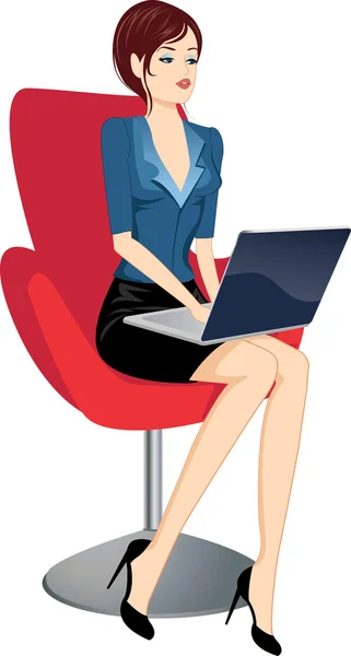Femme avec ordinateur portable — Image vectorielle