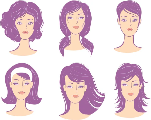 Set woman face hairstyle — Stock Vector