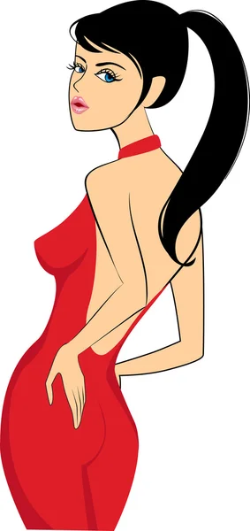 Mujer en vestido rojo — Archivo Imágenes Vectoriales