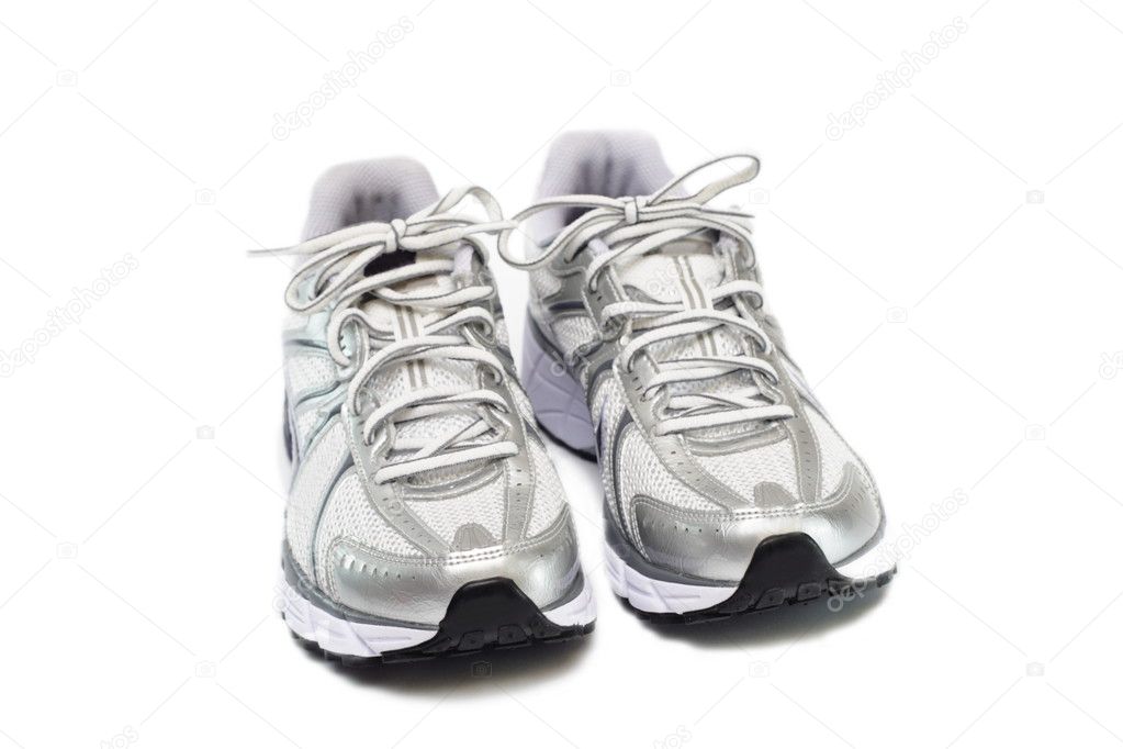 Pair of running womans shoes isolated