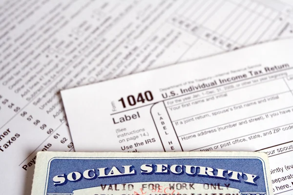 Formy zabezpieczenia społecznego karty i podatku — Zdjęcie stockowe