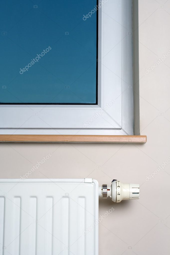 Radiator and window in home interior