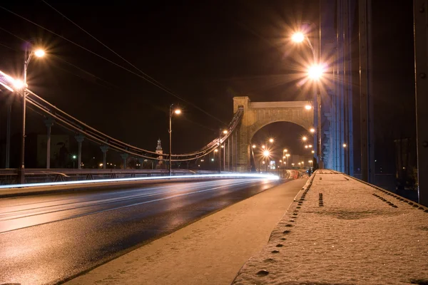 Suspension bridge at night — Stock Photo, Image