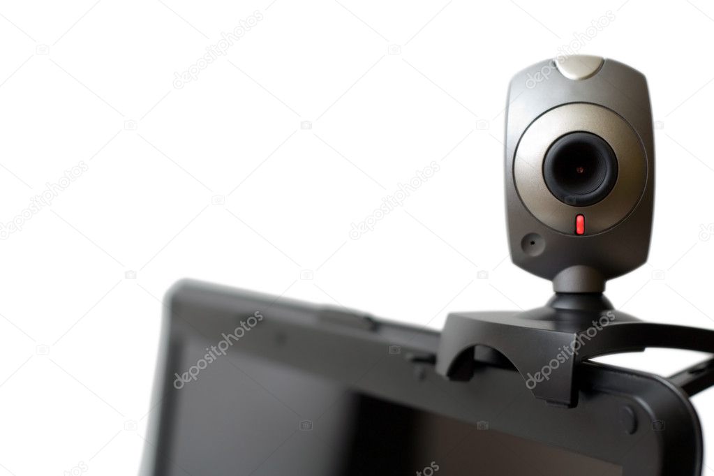 Web camera on laptop staring at you