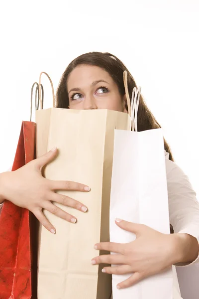 Mulher após as compras — Fotografia de Stock