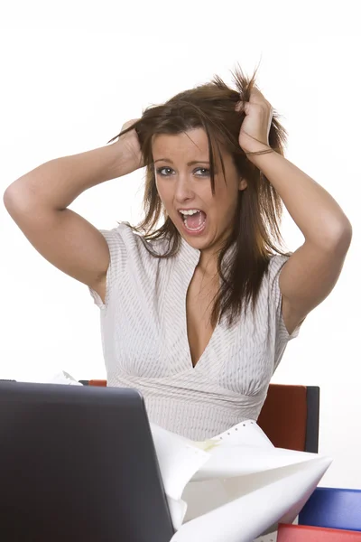 Young businesswoman gone crazy — Stock Photo, Image