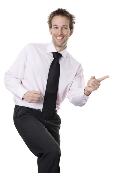 Homem de negócios dança feliz — Fotografia de Stock