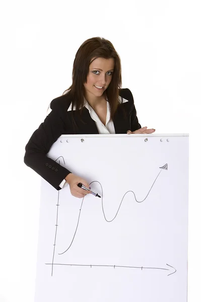 Junge Geschäftsfrau mit Graph — Stockfoto